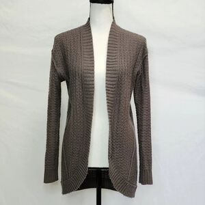 Abound Light Brown Crochet Knit Cardigan